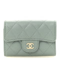 Caviar Quilted Classic 4 Key Holder Wallet Grey