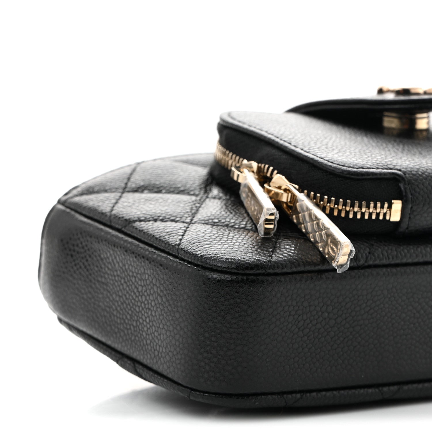 Caviar Quilted Business Affinity Phone Holder With Chain Black