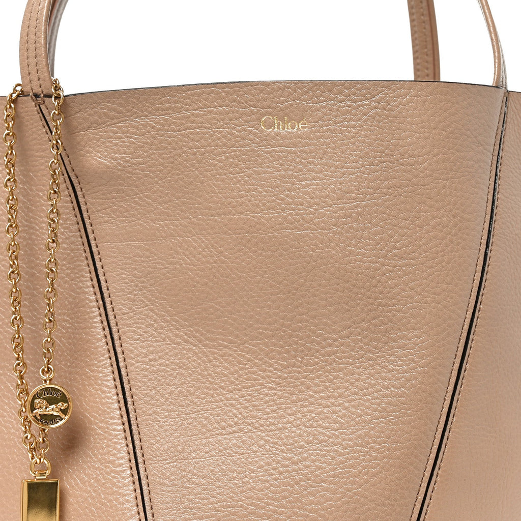 Grained Calfskin Medium Spin Tote Woodrose