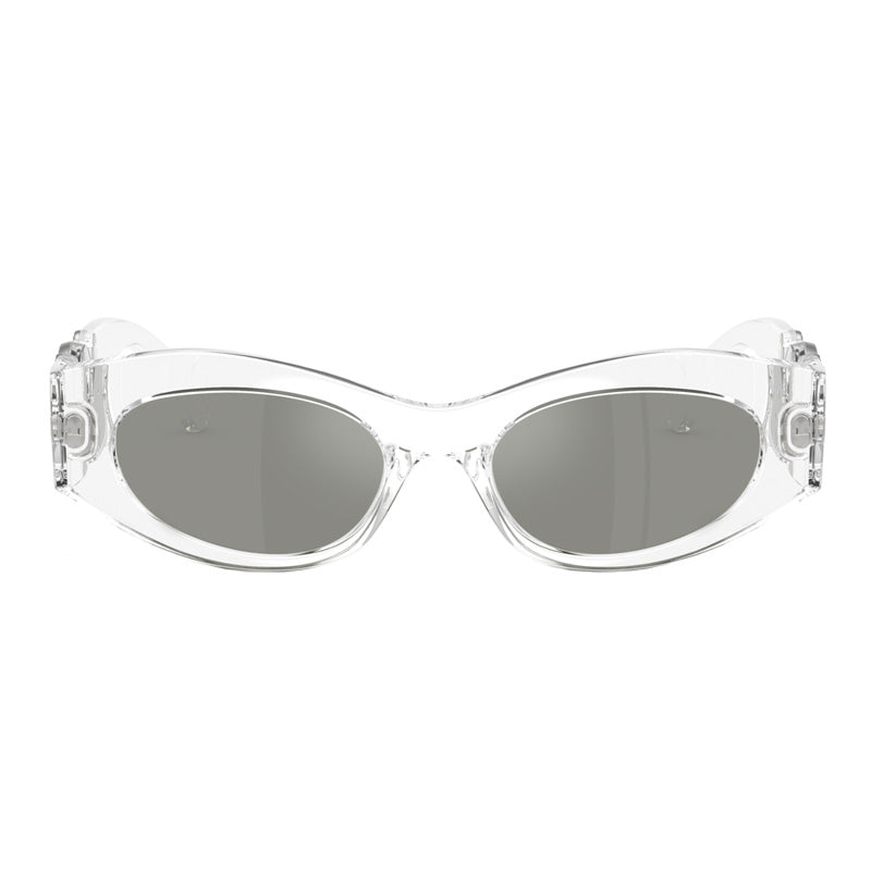 Versace Sunglasses Oval Full Rim, White Frame and Dark Grey Lens VE4480U314/87