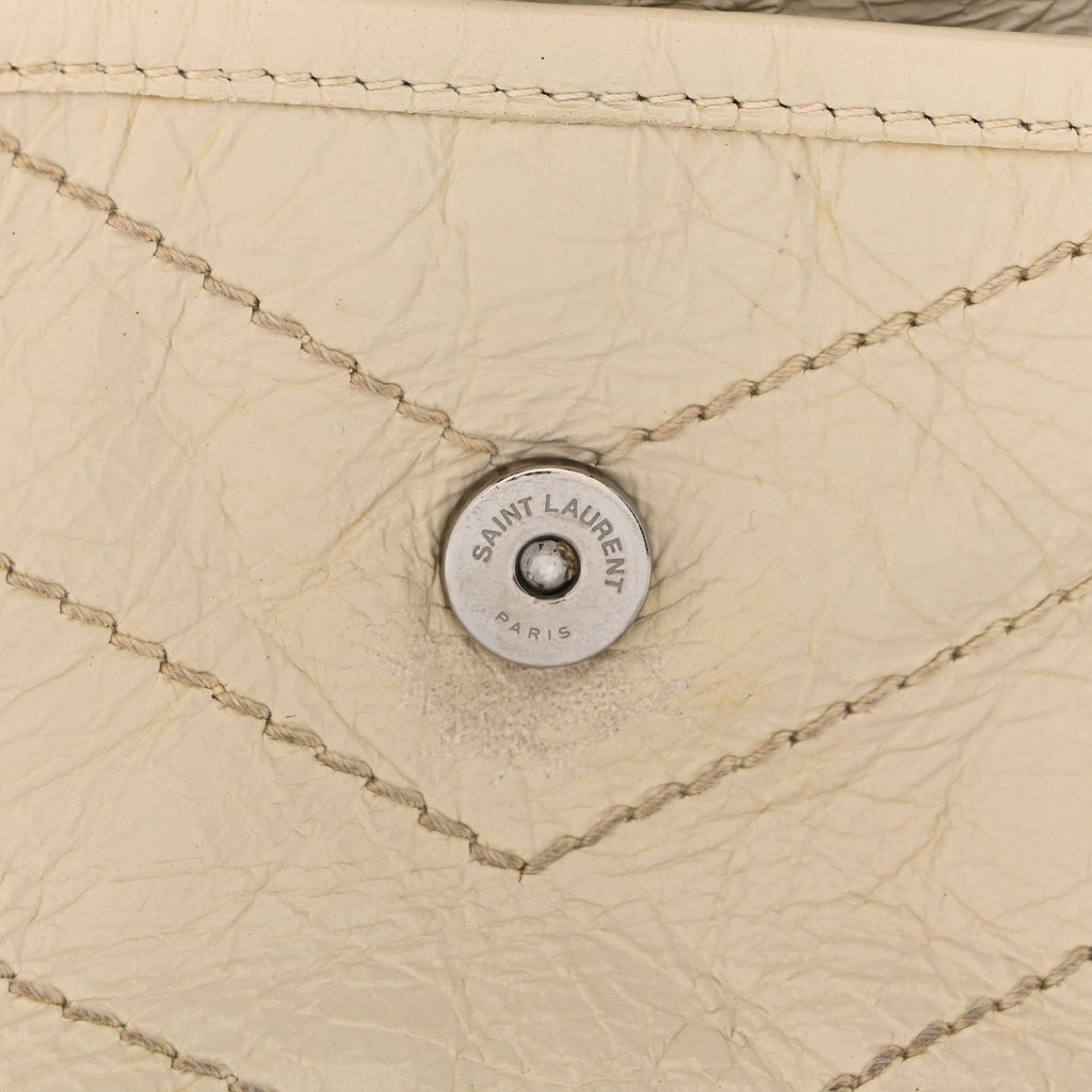 Crinkled Calfskin Matelasse Monogram Baby Niki Chain Satchel White