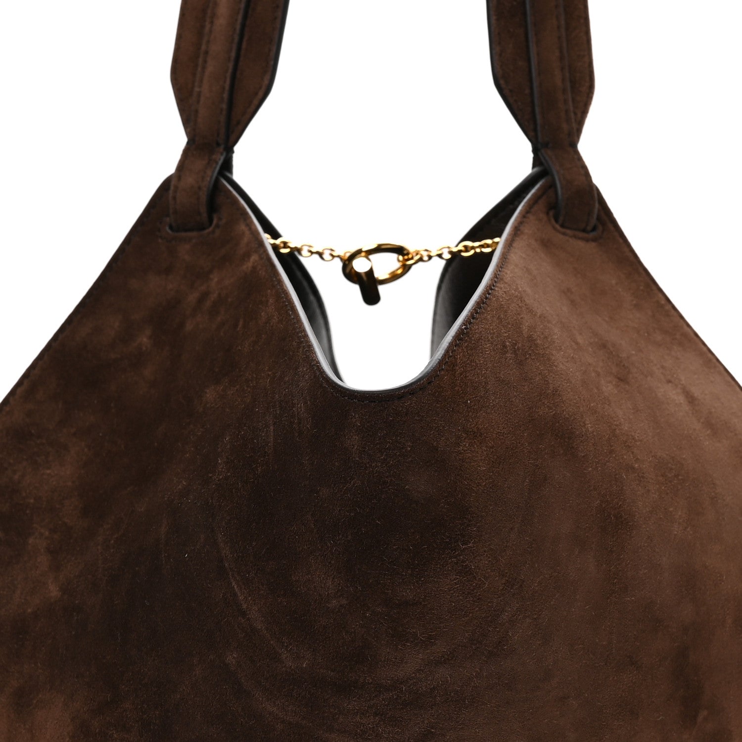 Suede Calfskin Mini Lotus Tote  Dark Brown