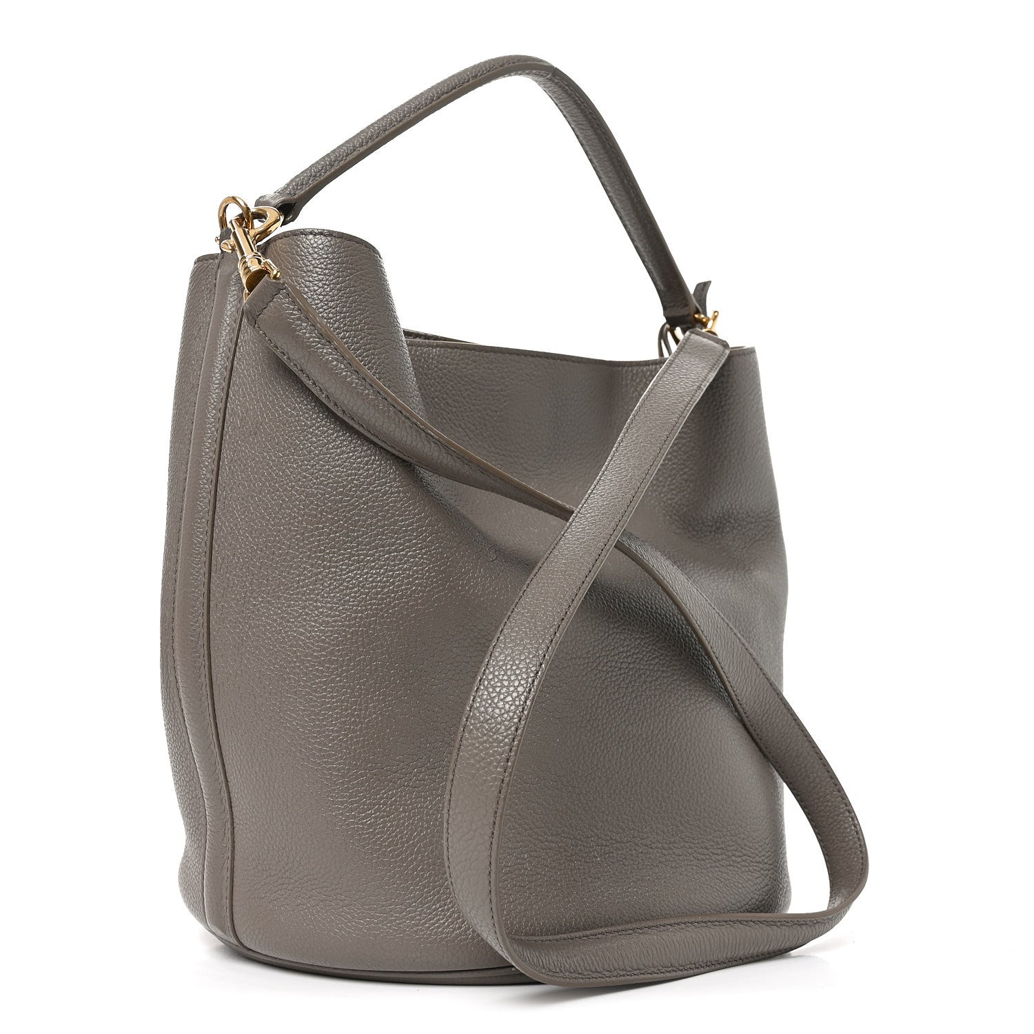 Supple Grained Calfskin Bucket 16 Bag Pebble