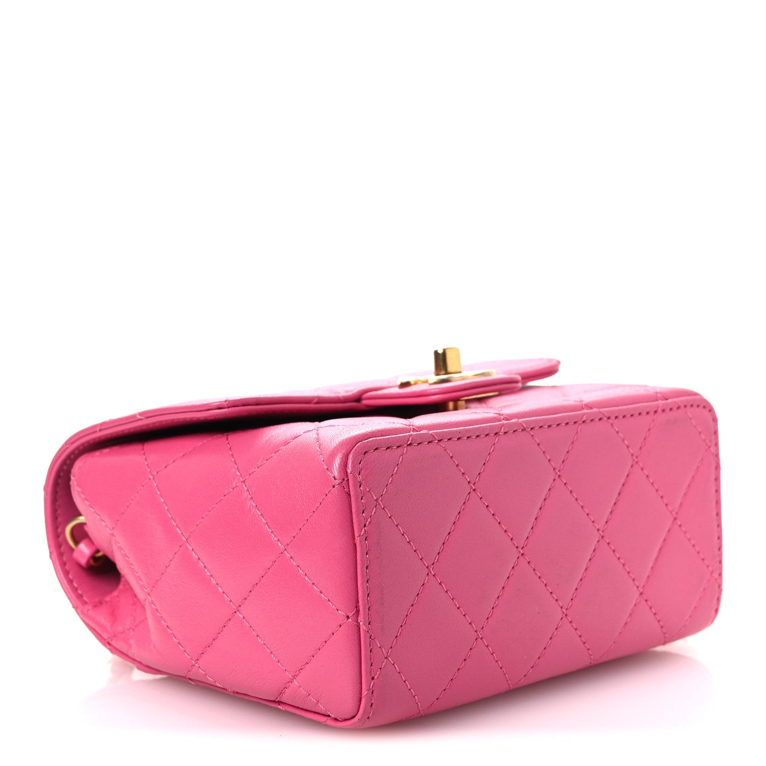 Goatskin Quilted Mini Square Flap Pink