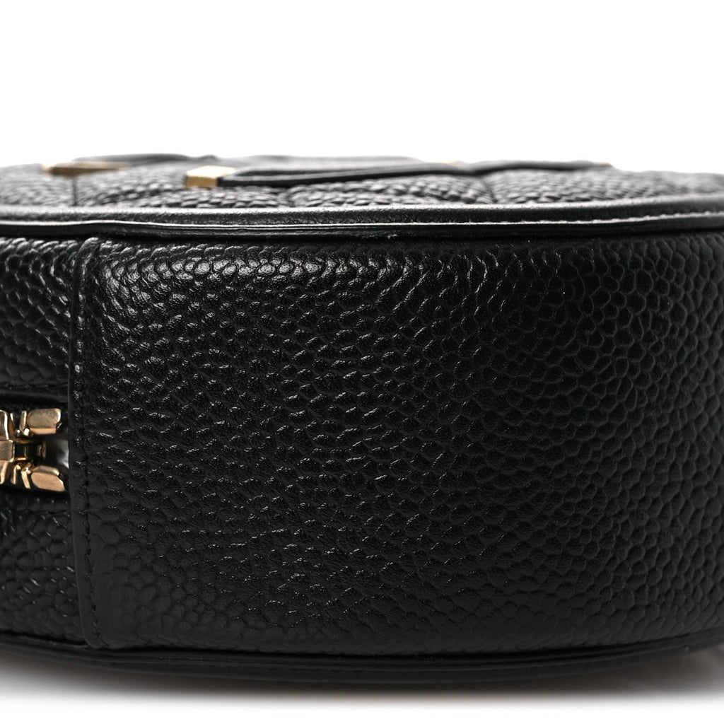 Caviar Quilted Round Filigree Crossbody Black