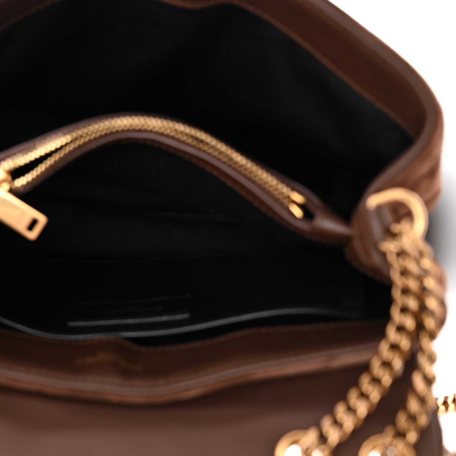 Suede Calfskin Y Quilted Monogram Small Loulou Chain Satchel Bark Brown