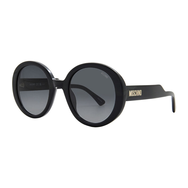Moschino Sunglasses Round Full Rim, Black Frame and Dark Grey Gradient Lens MOS125/S08079O