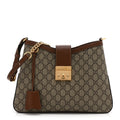 GG Supreme Monogram Medium Padlock Shoulder Bag Beige Ebony Brown Sugar