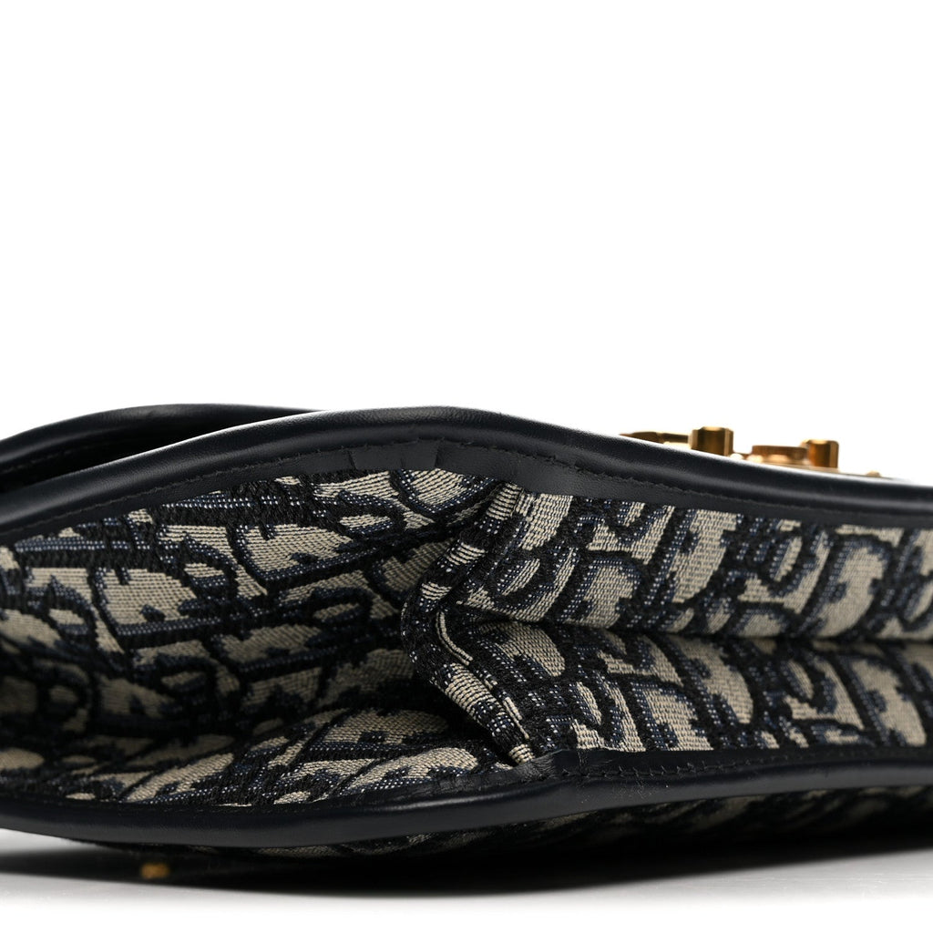 Oblique Small DiorAddict Flap Bag Navy Blue