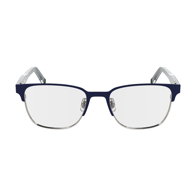 Lacoste Eyeglasses Rectangle Full Rim, Matte Blue Frame and Clear Demo Lenses Lens L2304424