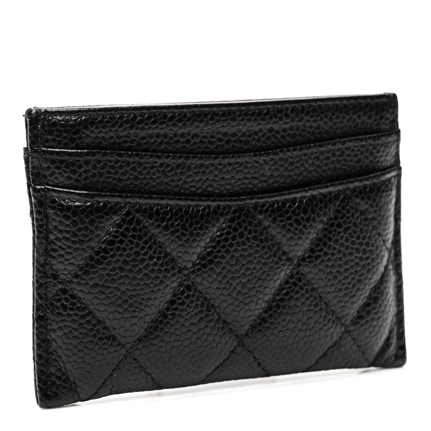 Caviar Quilted Card Holder Black