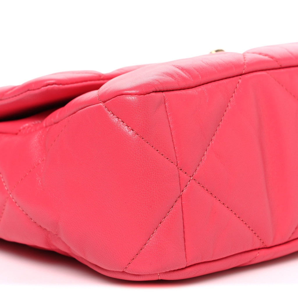 Lambskin Quilted Large Chanel 19 Flap Dark Pink