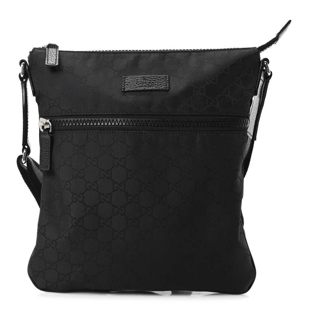Nylon Monogram Small Flat Messenger Bag Black
