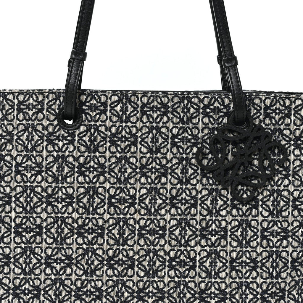 Jacquard Anagram Calfskin East West Tote Beige Black