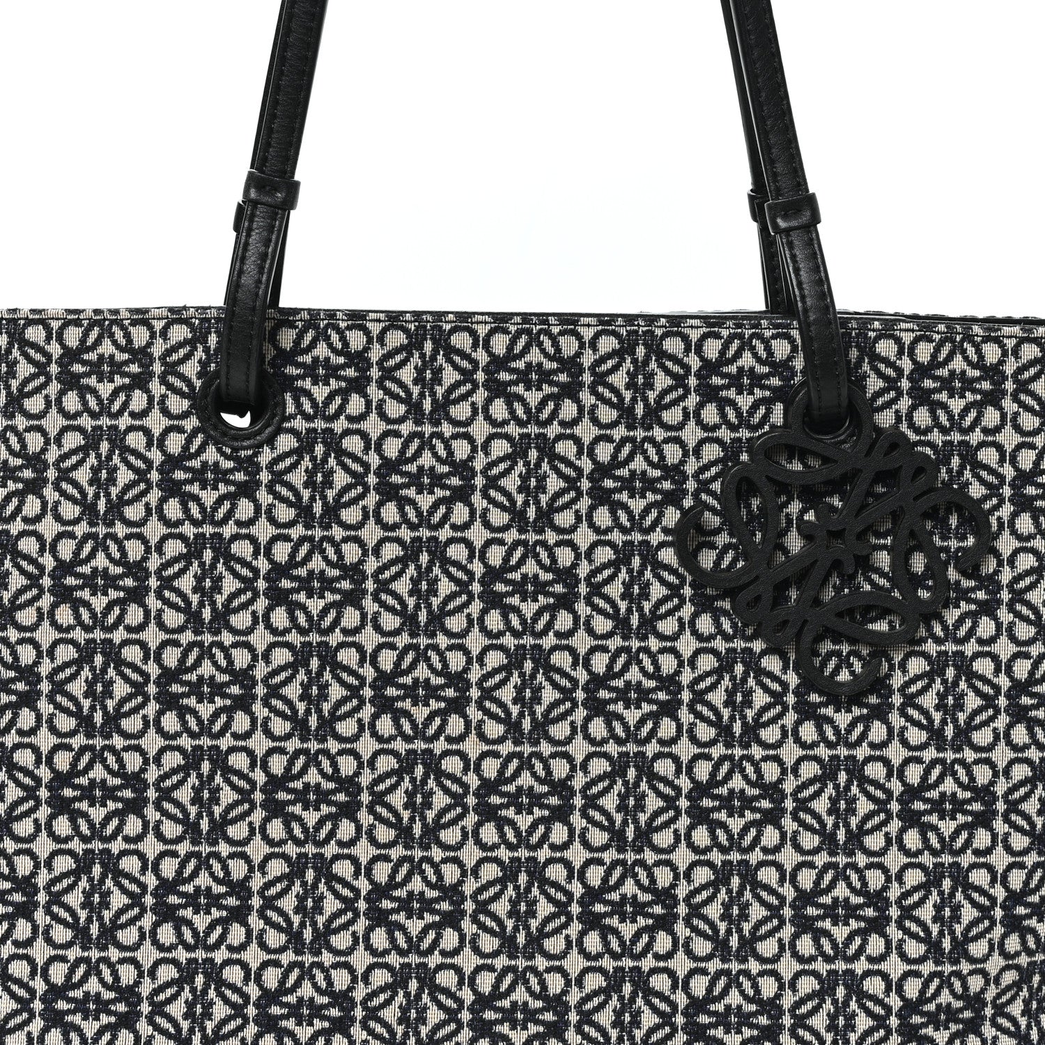 Jacquard Anagram Calfskin East West Tote Beige Black