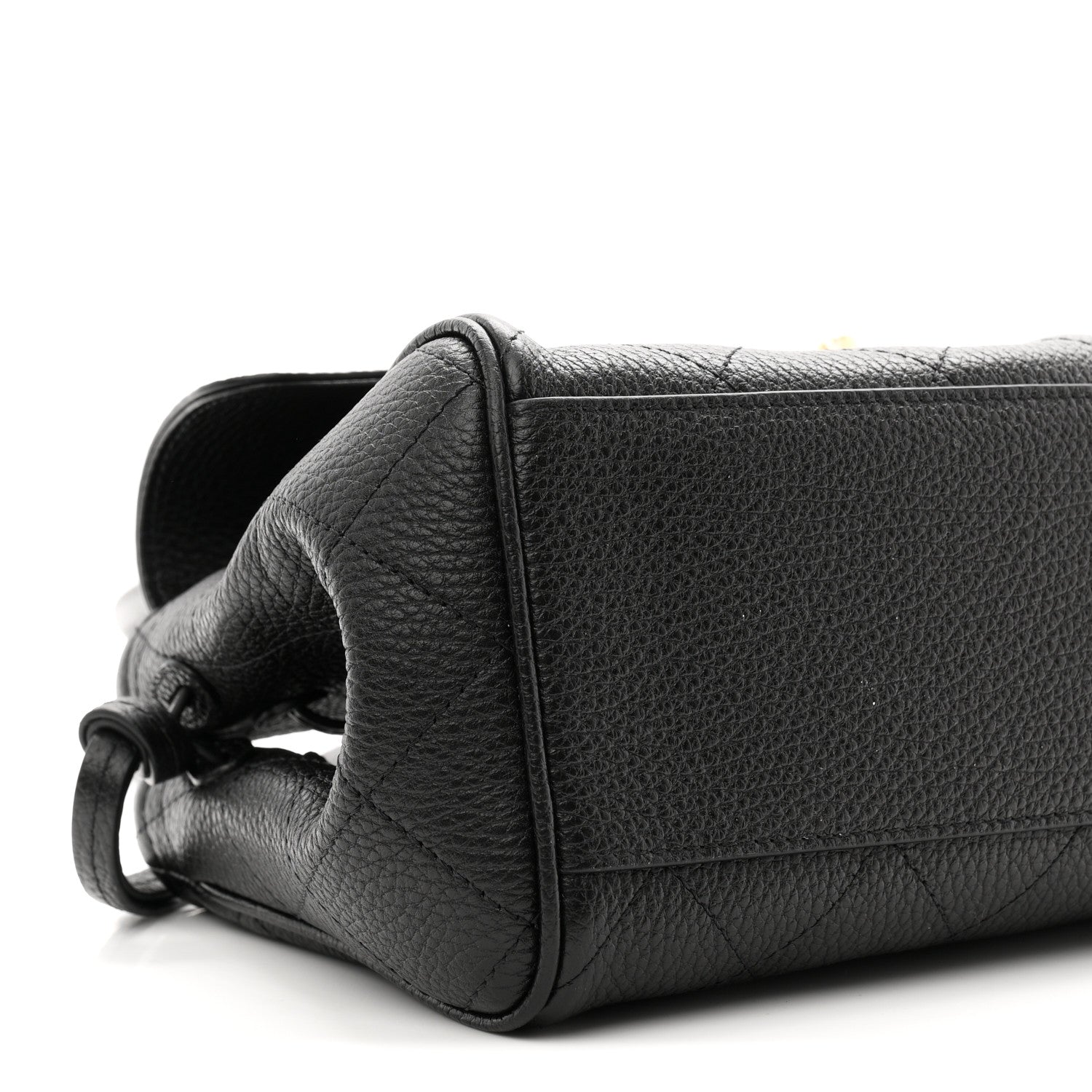 Grained Calfskin Stitched Urban Essentials Small Shopping Bag Black