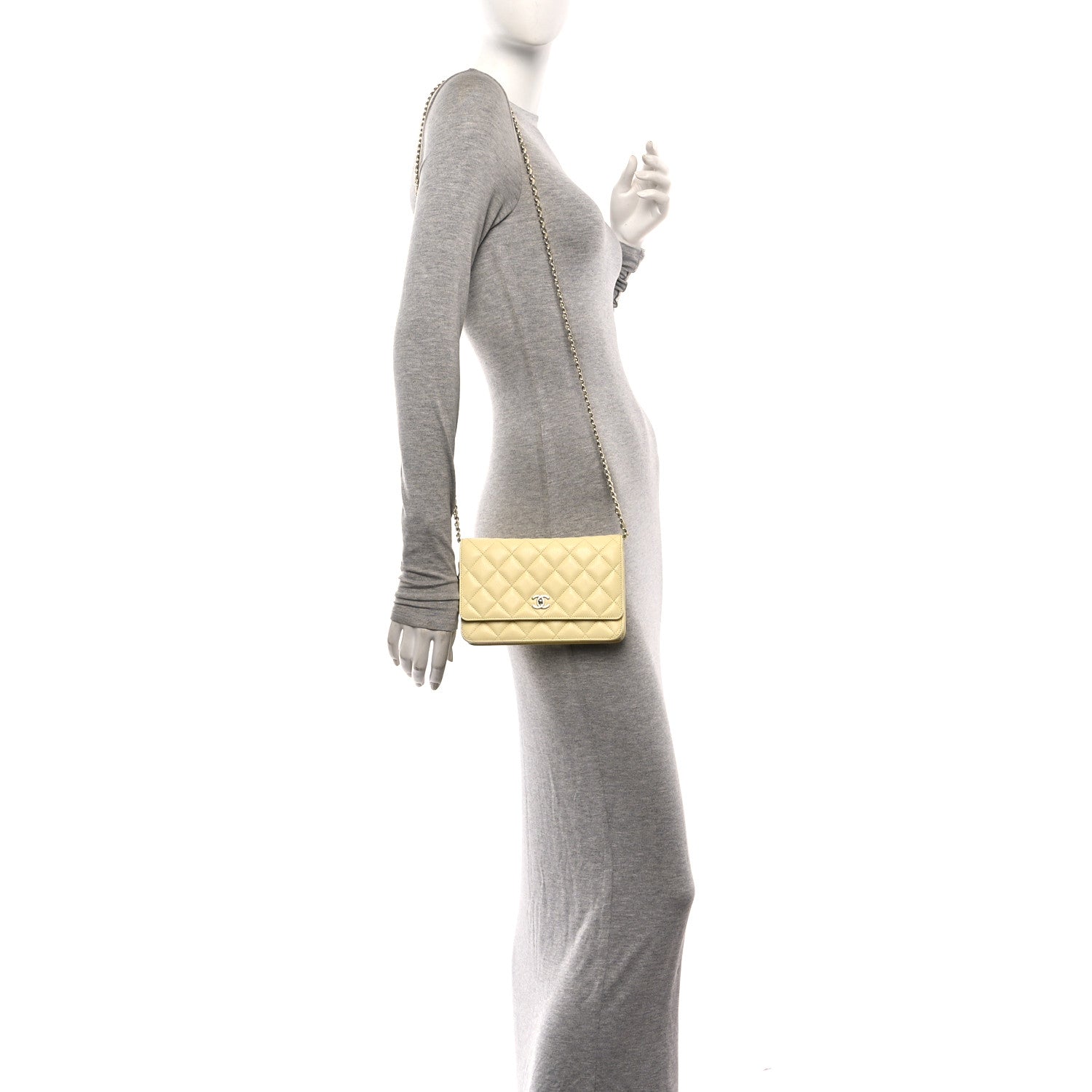 Caviar Quilted CC Turnlock Wallet On Chain WOC Light Yellow