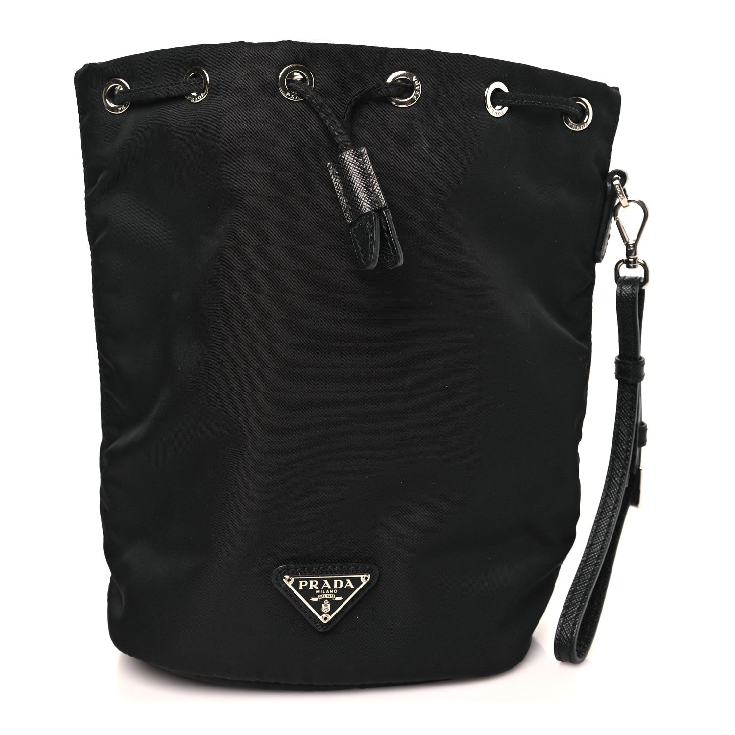 Re-Nylon Vela Drawstring Wristlet Pouch Black