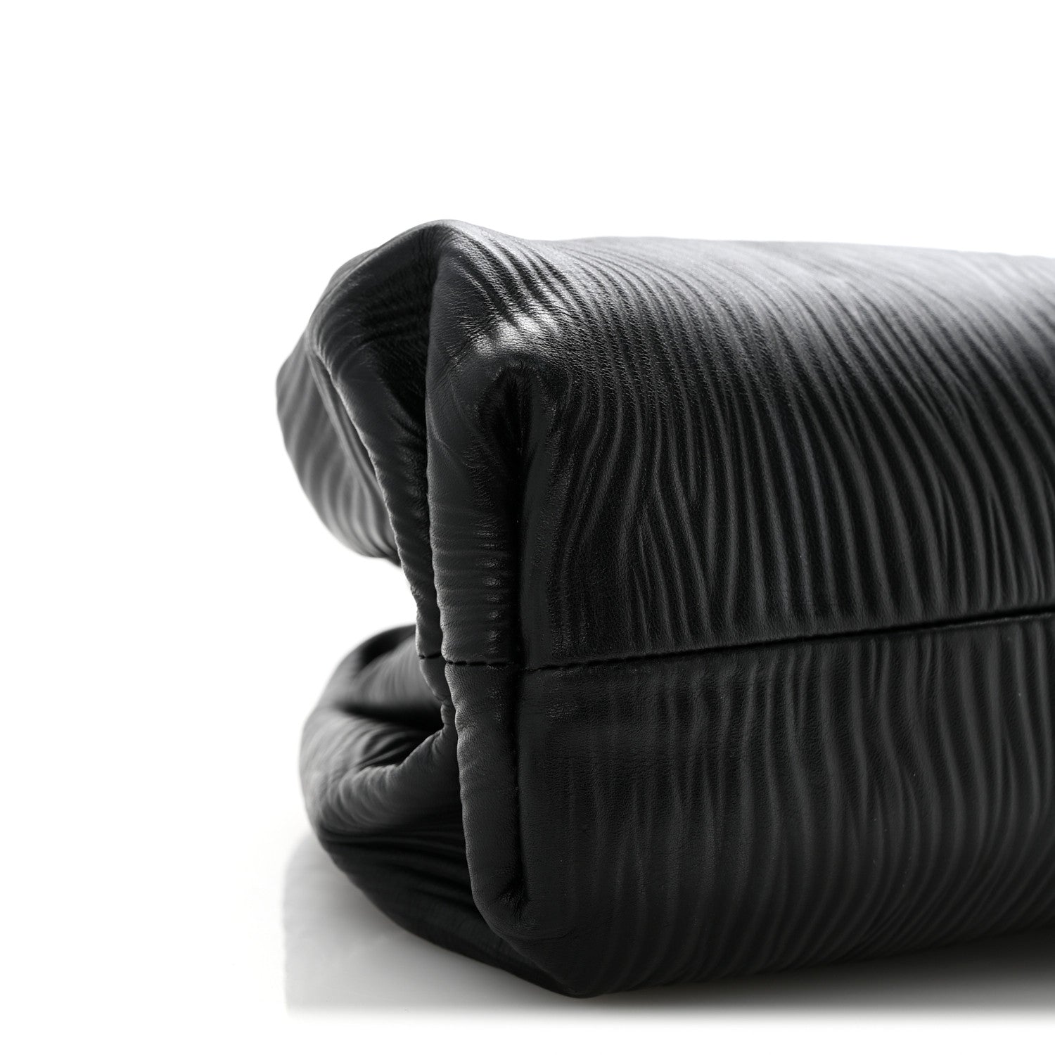 Bark Calfskin Embossed The Pouch Oversized Clutch Black