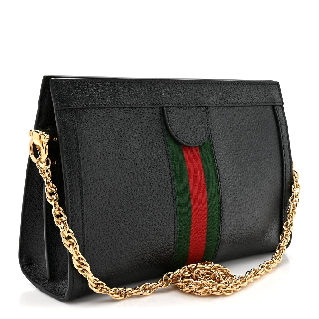 Calfskin GG Web Small Ophidia Chain Shoulder Bag Black