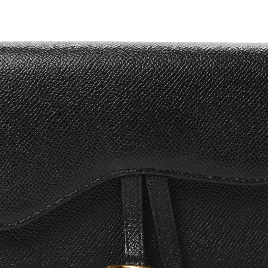 Grained Calfskin Saddle Belt Bag Black