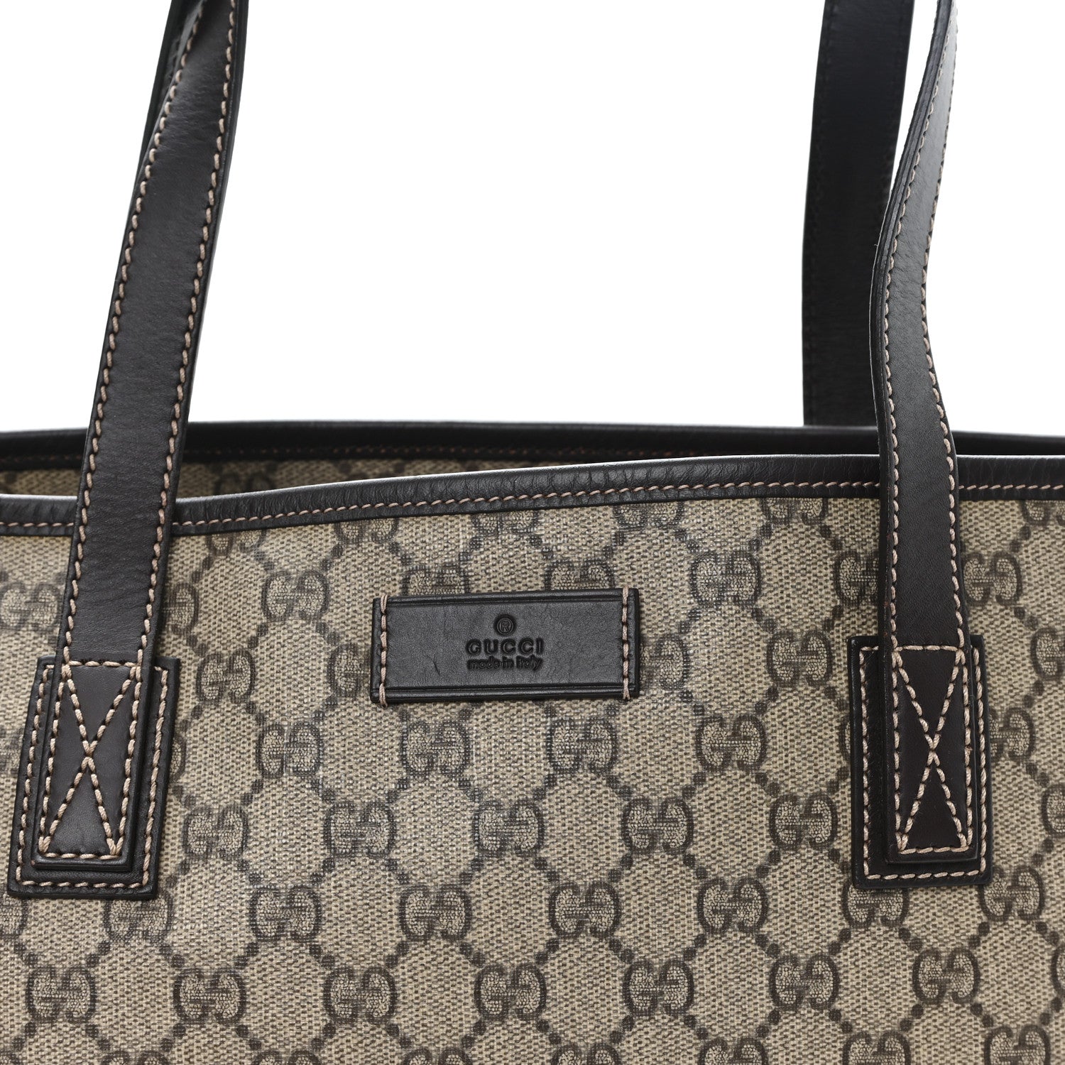 GG Supreme Monogram Medium Zippered Shopping Tote Dark Brown