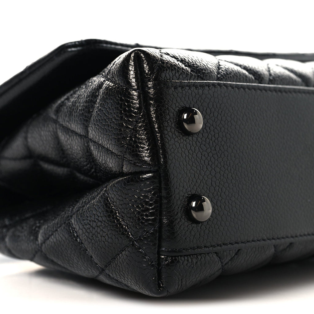 Caviar Quilted Mini Coco Handle Flap So Black
