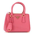 Saffiano Lux Micro Galleria Double Zip Tote Peonia