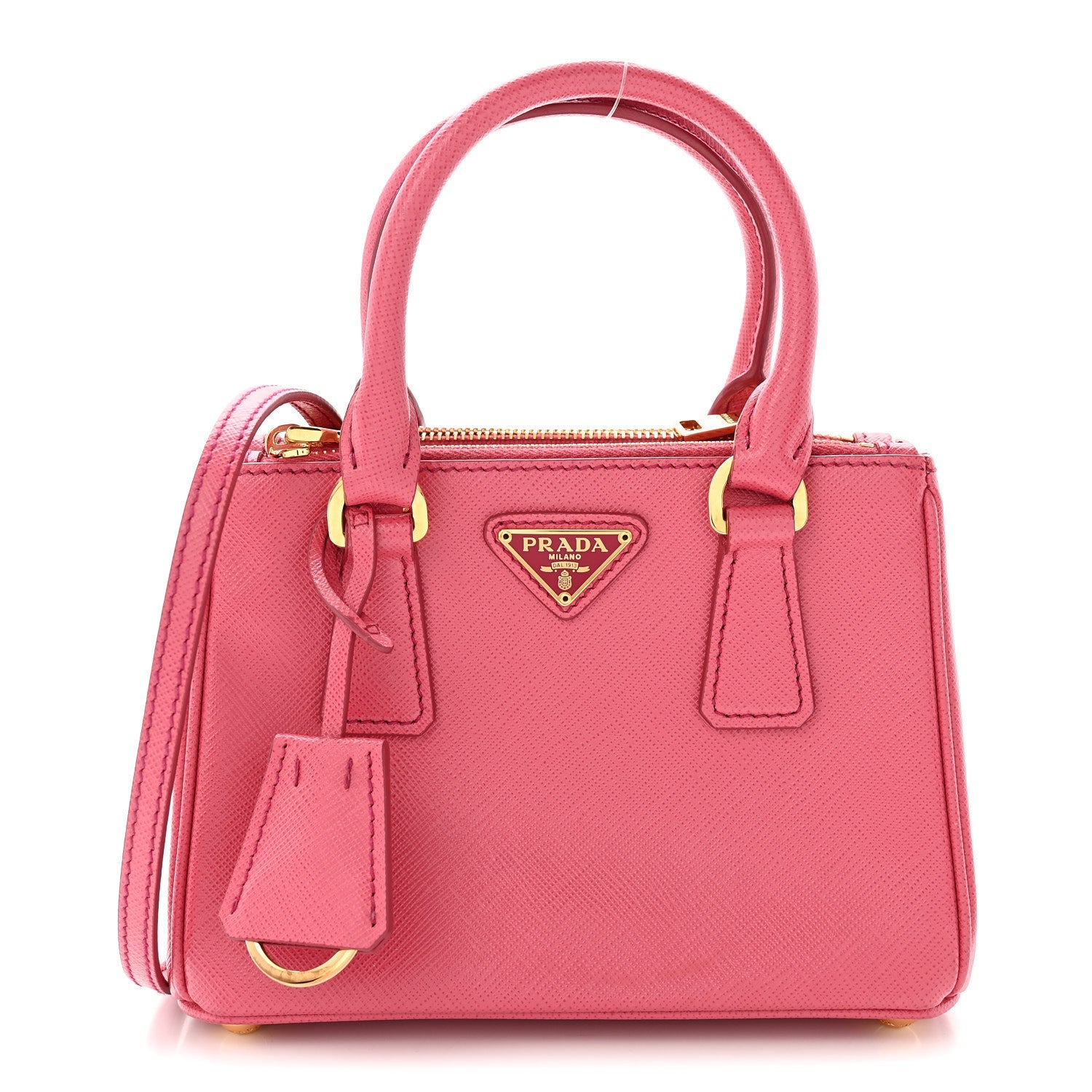 Saffiano Lux Micro Galleria Double Zip Tote Peonia