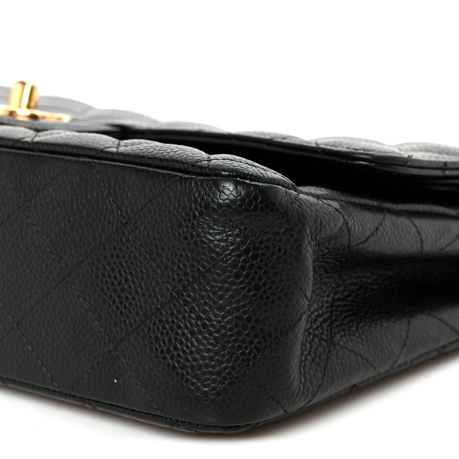Caviar Quilted Medium Double Flap Black
