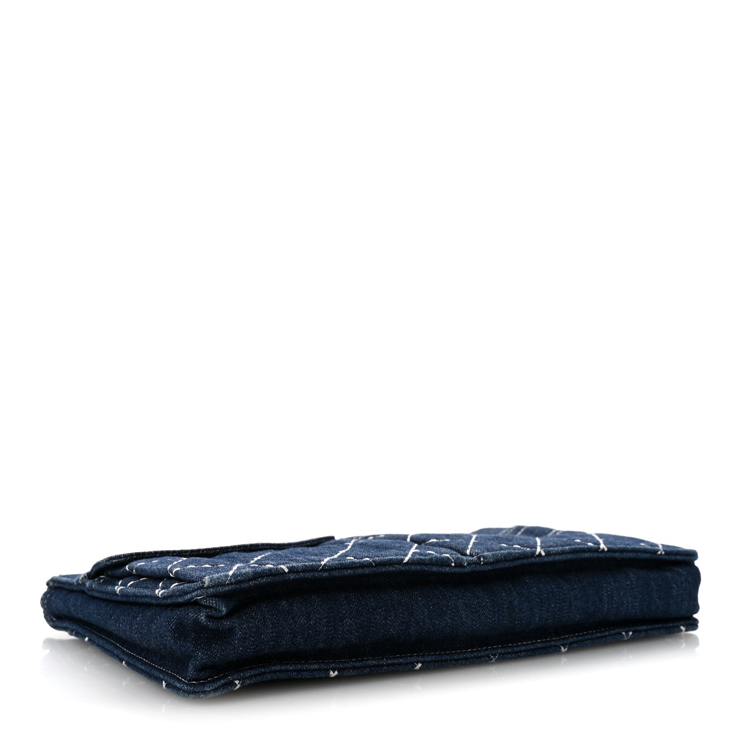 Denim Quilted Zipped Clutch Blue