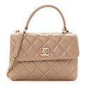 Lambskin Quilted Small Trendy CC Dual Handle Flap Bag Beige