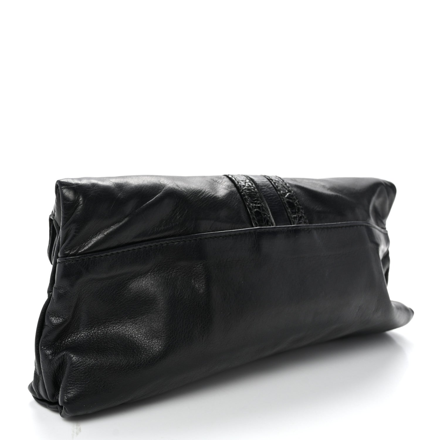 Calfskin Bamboo Croisette Clutch Black