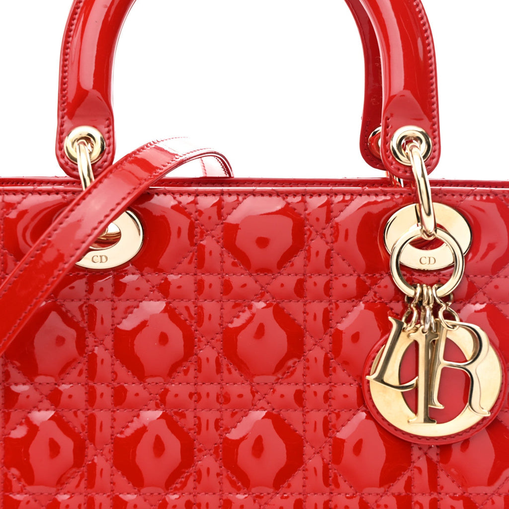 Patent Cannage Medium Lady Dior Red