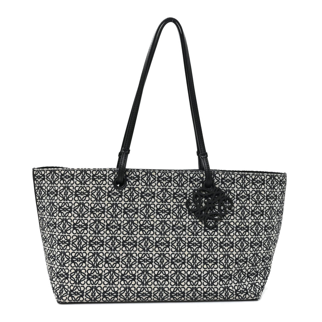 Jacquard Anagram Calfskin East West Tote Beige Black
