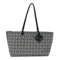 Jacquard Anagram Calfskin East West Tote Beige Black