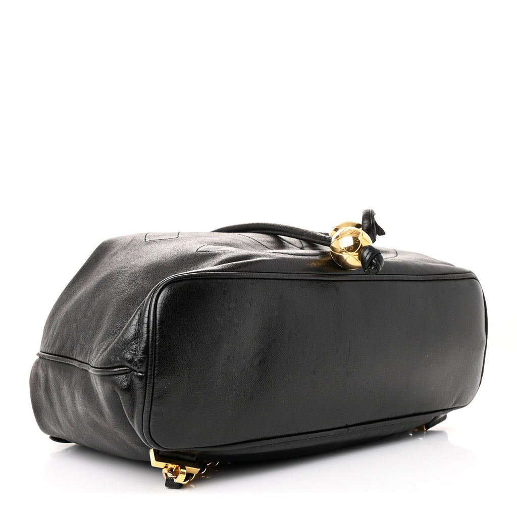 Lambskin CC Drawstring Backpack Black