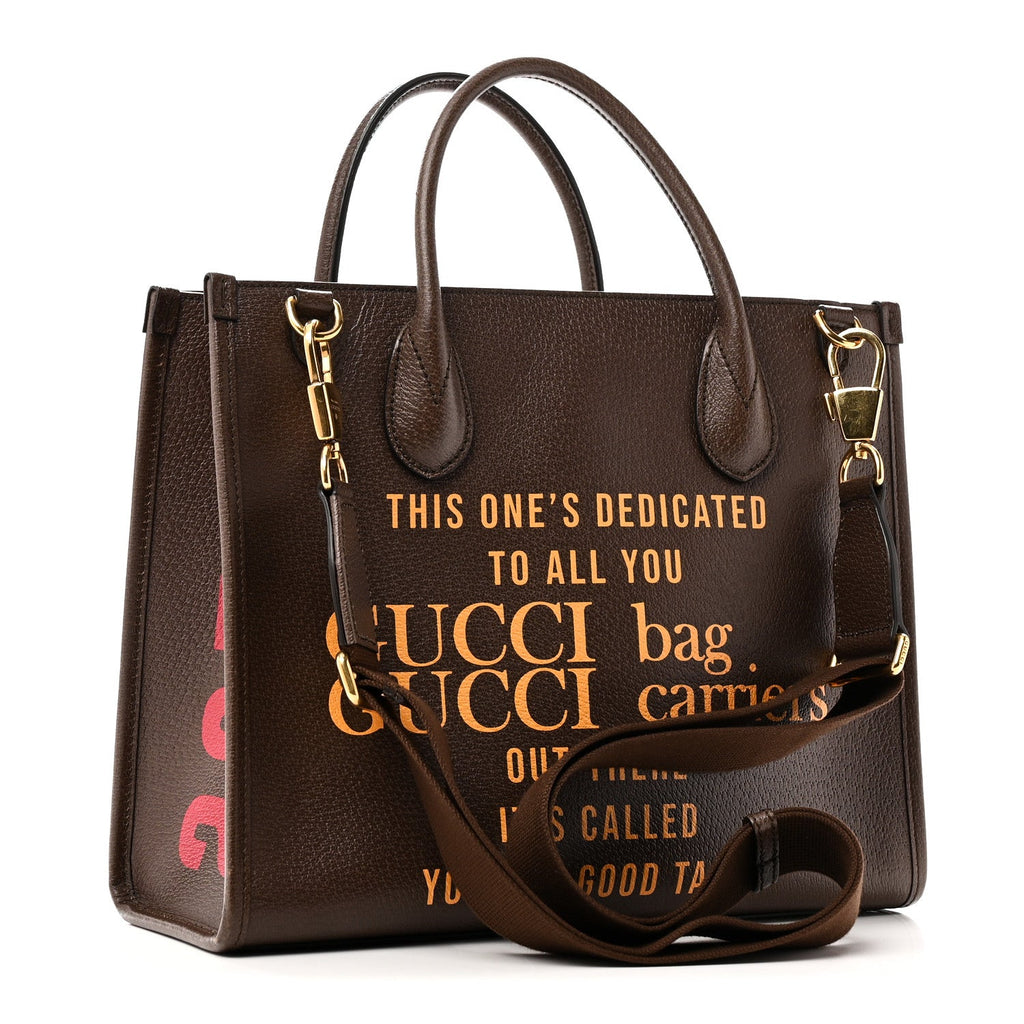 Textured Dollar Calfskin Gucci 100 Small Tote Bag New Acero Multicolor