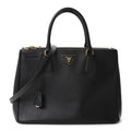 Saffiano Lux Large Galleria Double Zip Tote Black