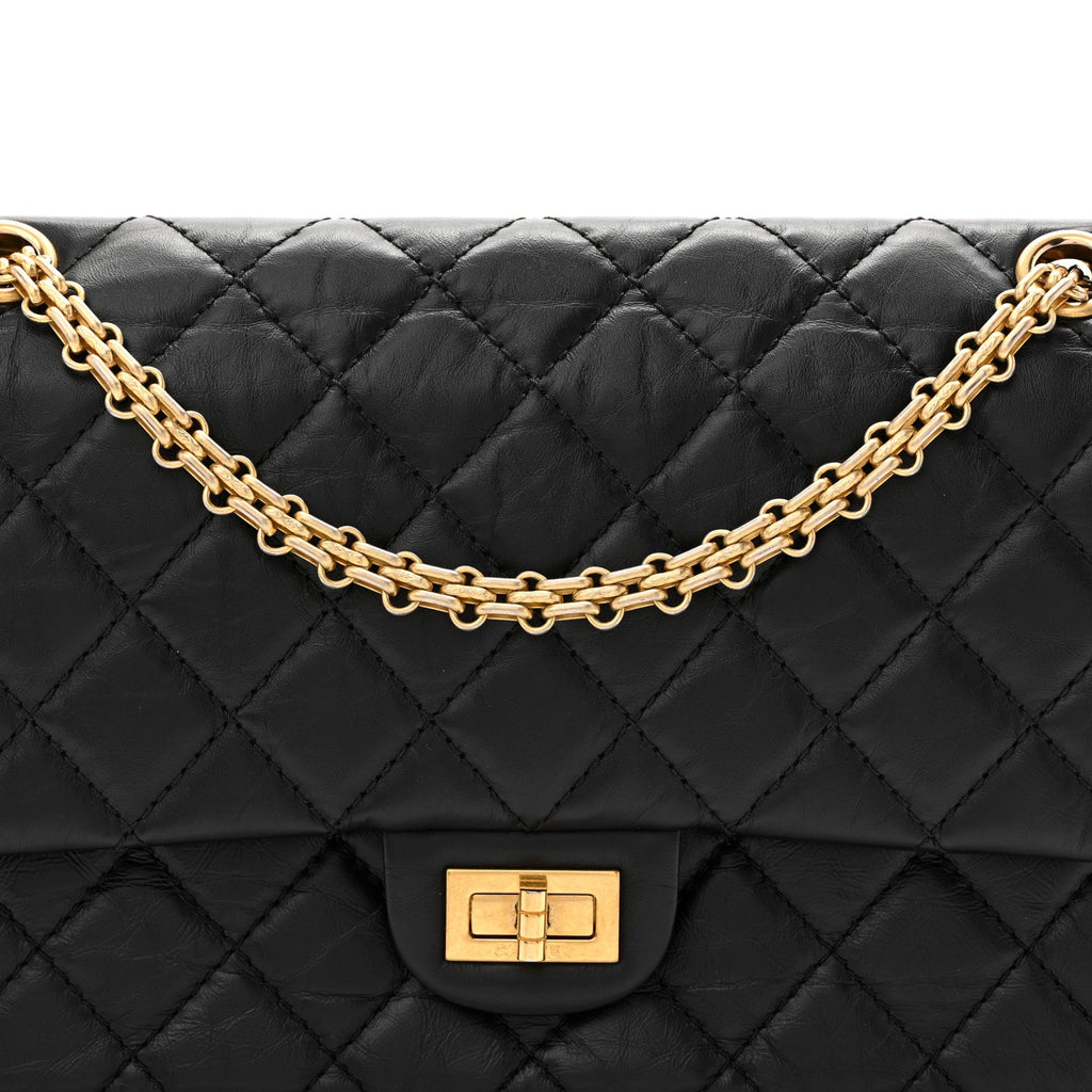 Aged Calfskin Quilted 2.55 Reissue 226 Flap Black