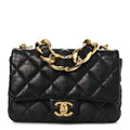Lambskin Quilted Small Funky Town Flap Black
