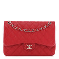 Caviar Quilted Jumbo Double Flap Red