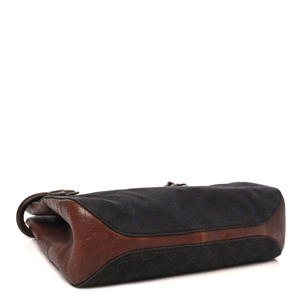 Monogram Denim GG Shoulder Bag Black Brown