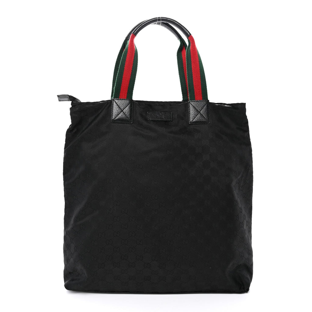 GG Monogram Large Web Handle Vertical Tote Black