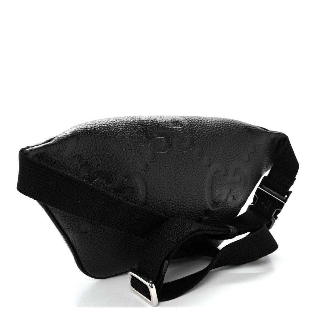 Piuma Calfskin Jumbo GG Embossed Small Belt Bag Black