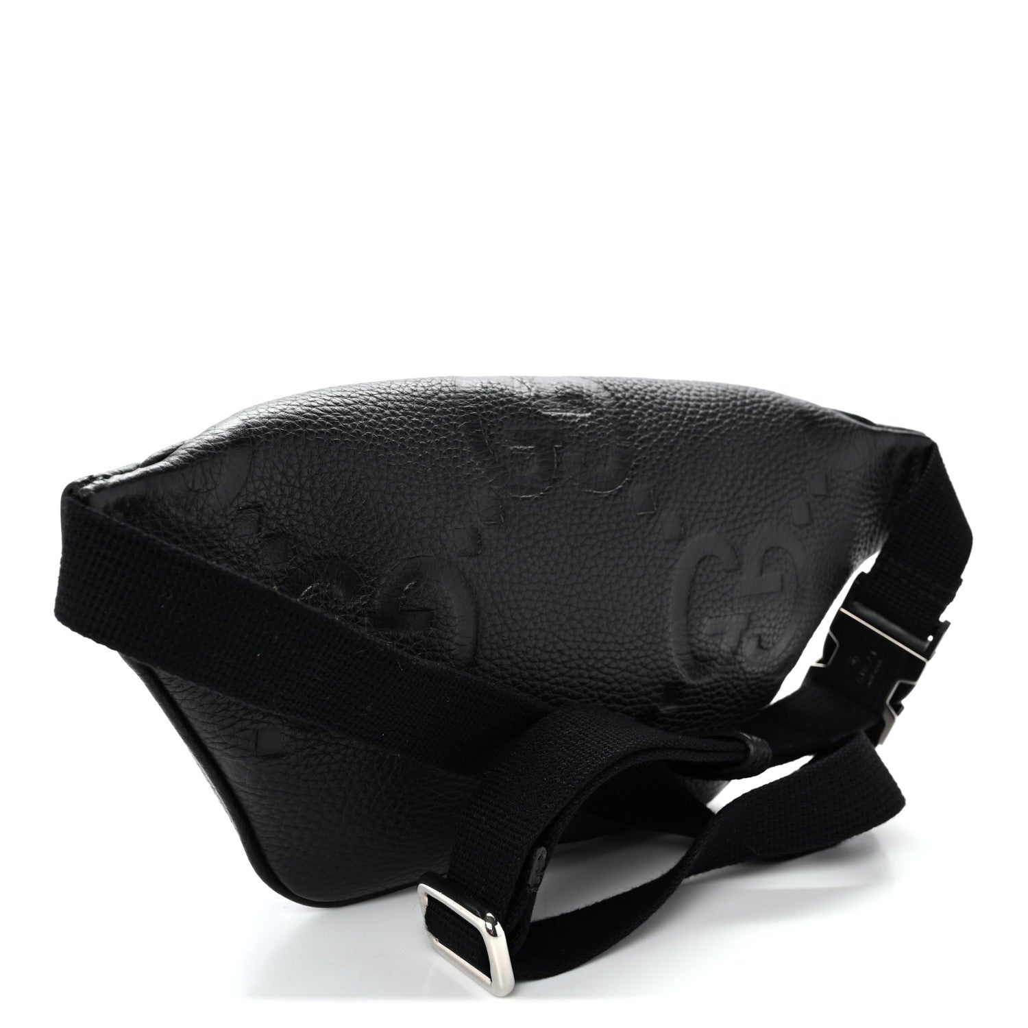 Piuma Calfskin Jumbo GG Embossed Small Belt Bag Black