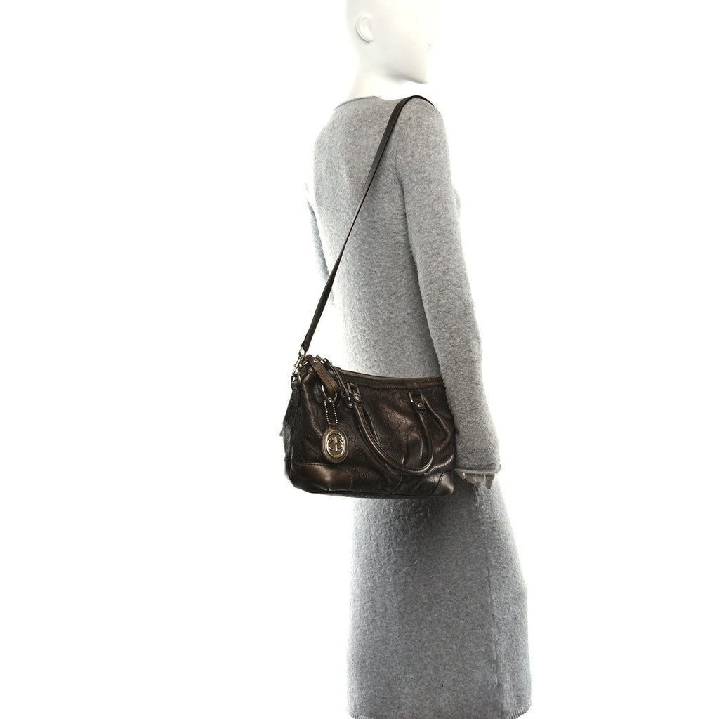 Metallic Soft Guccissima Medium Sukey Top Handle Bag Bronze
