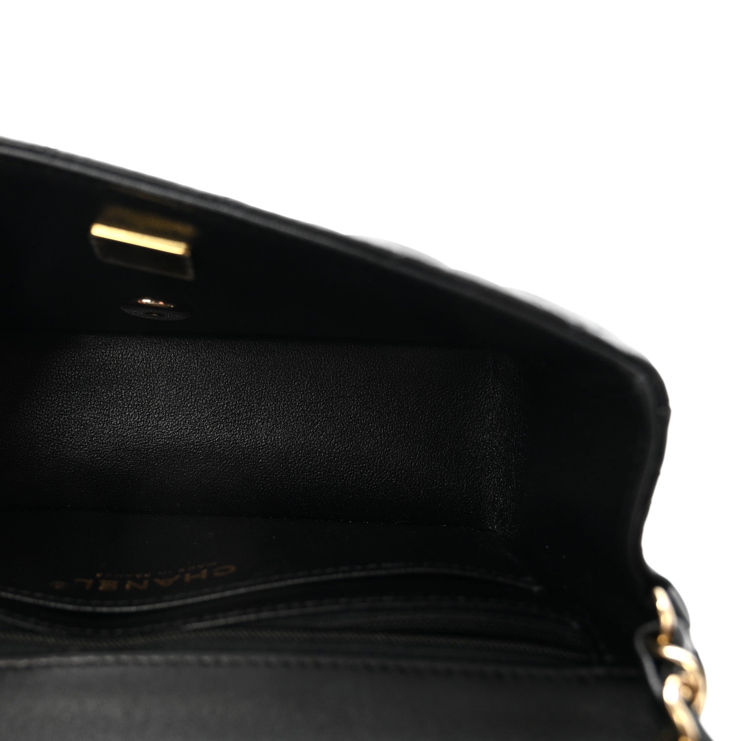 Lambskin Quilted Mini Rectangular Flap  Black