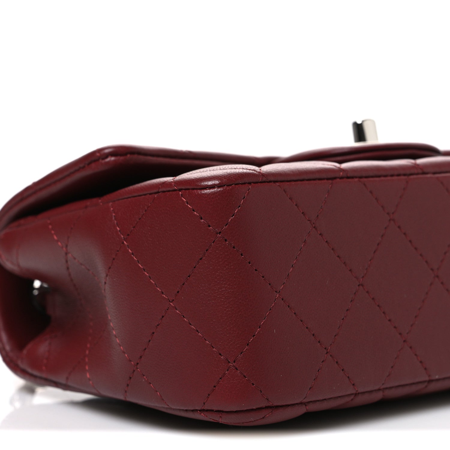Lambskin Quilted Mini Rectangular Flap Burgundy