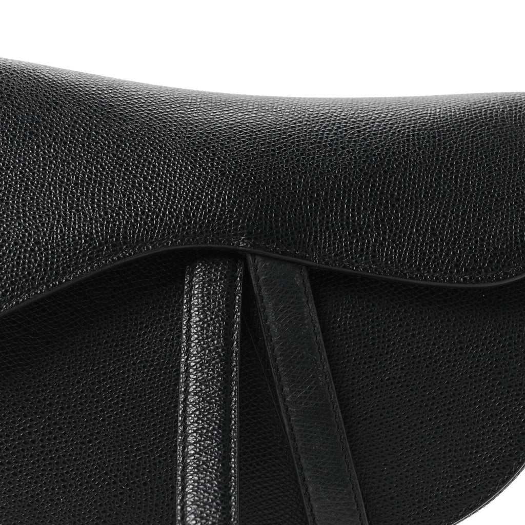 Grained Calfskin Saddle Bag Black